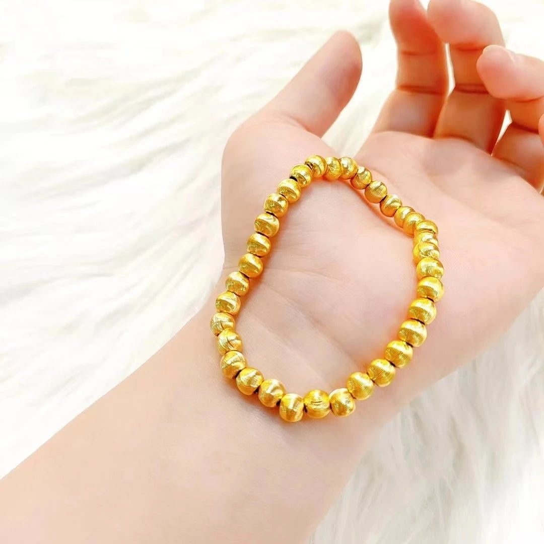 Dubai Gold Color 6mm Cat Eye Beaded Chain Bracelets for Women Wristband Adjustable Luxury Waterproof Jewelry Party Gif