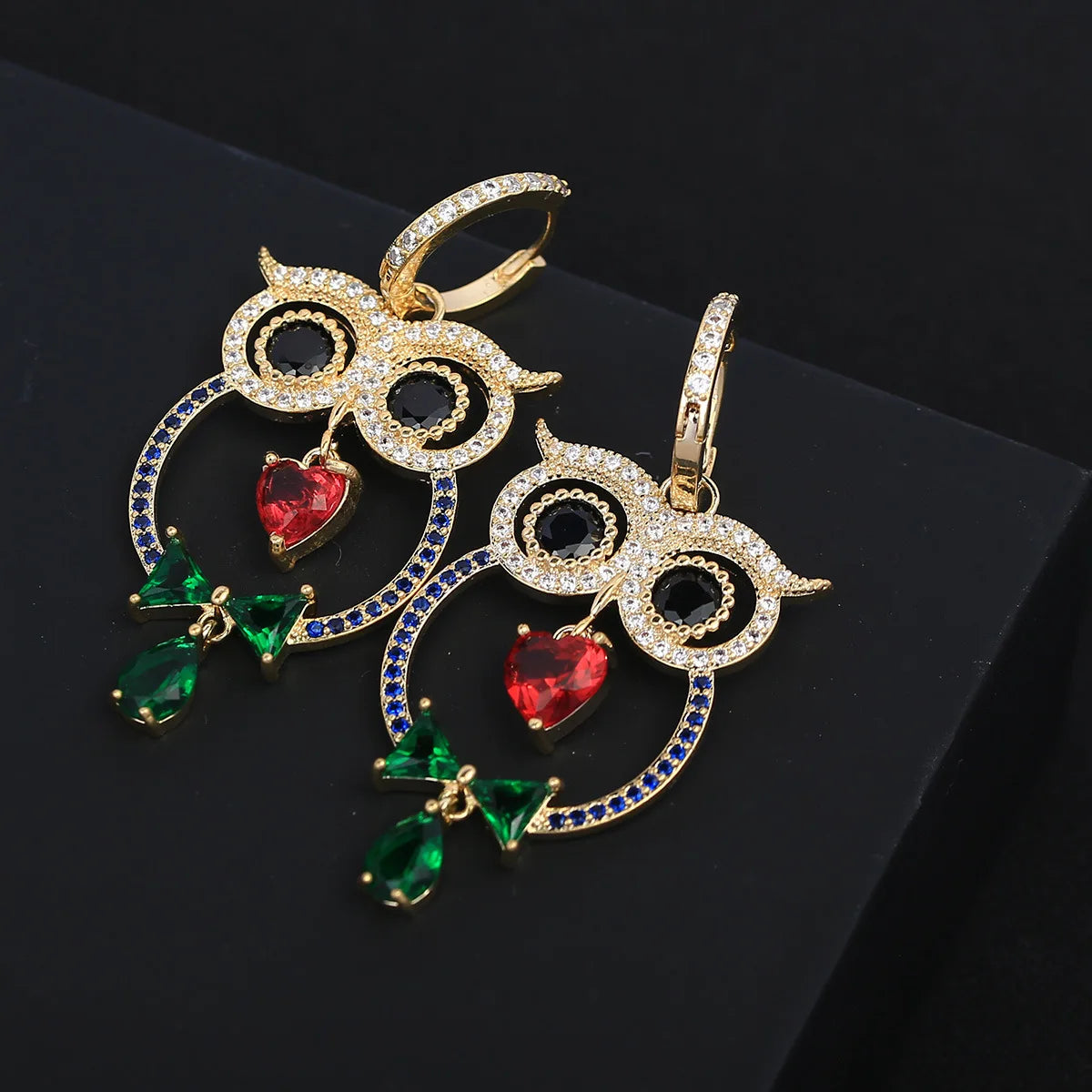 Luxury and Fashionable  Owl Shaped Zircon Earrings For Women or Girls' Gift