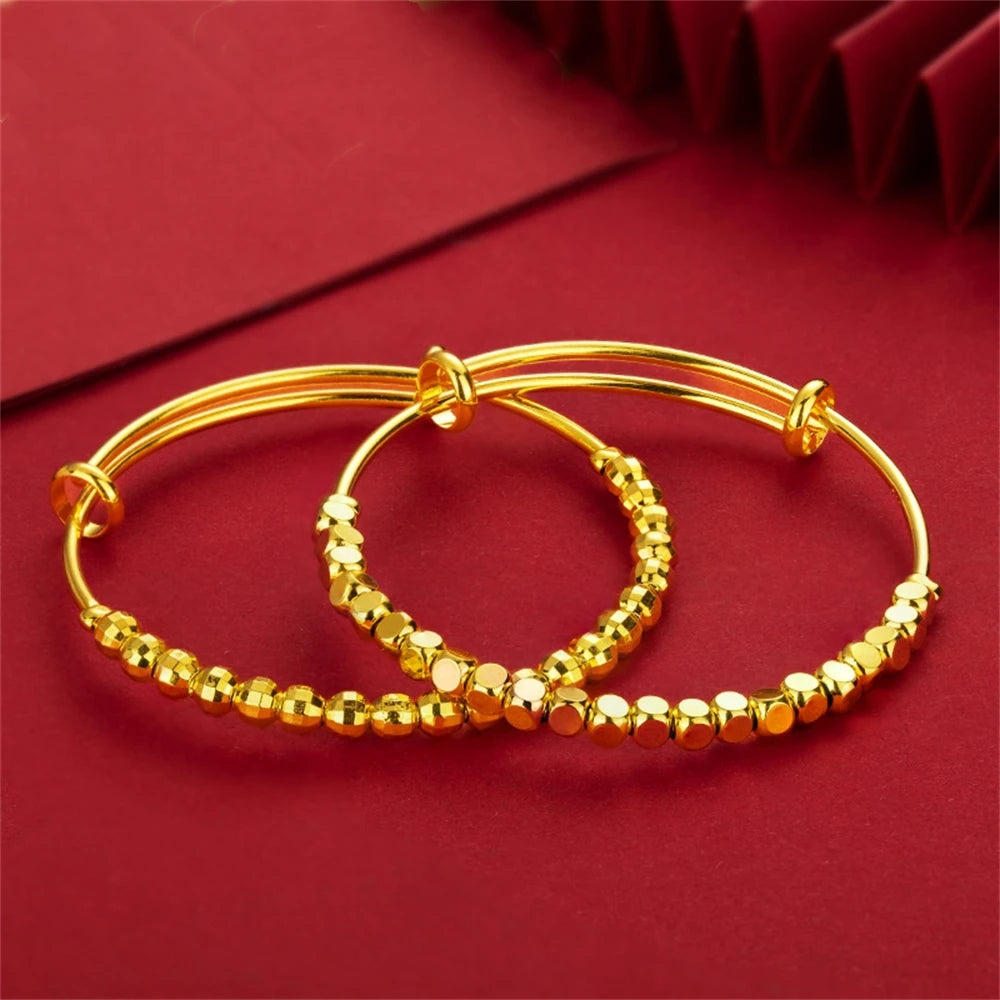 Women's Hand Bracelets Stainless Steel Multi Beads Geometric Cuff Bangles Adjustable Pulsera Wedding Jewelry Accessories