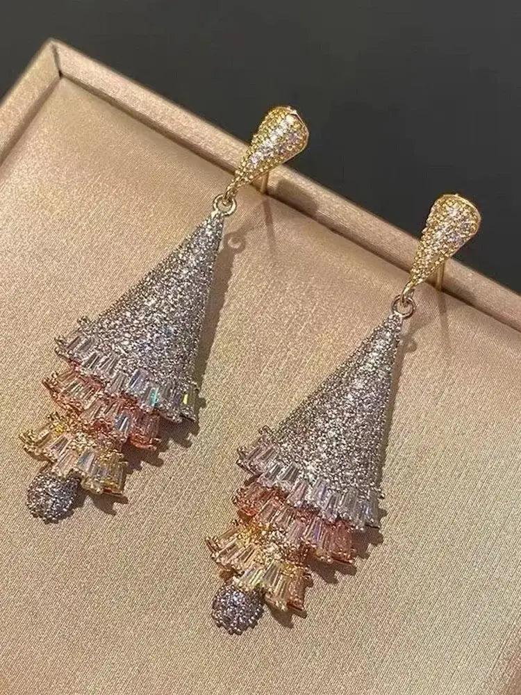 Bilincolor Shell Micro Inlaid Zircon Earrings for Women