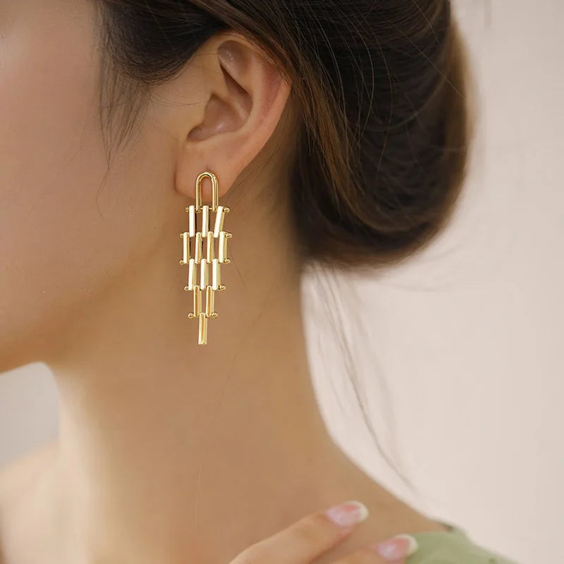 Bilincolor Geometric Mesh Metal Earrings for Women