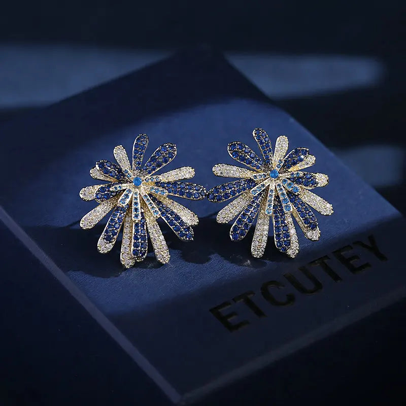 BIlincolor Bright Fireworks Zircon Earrings  For Women or Girls  Chrismas' Gift