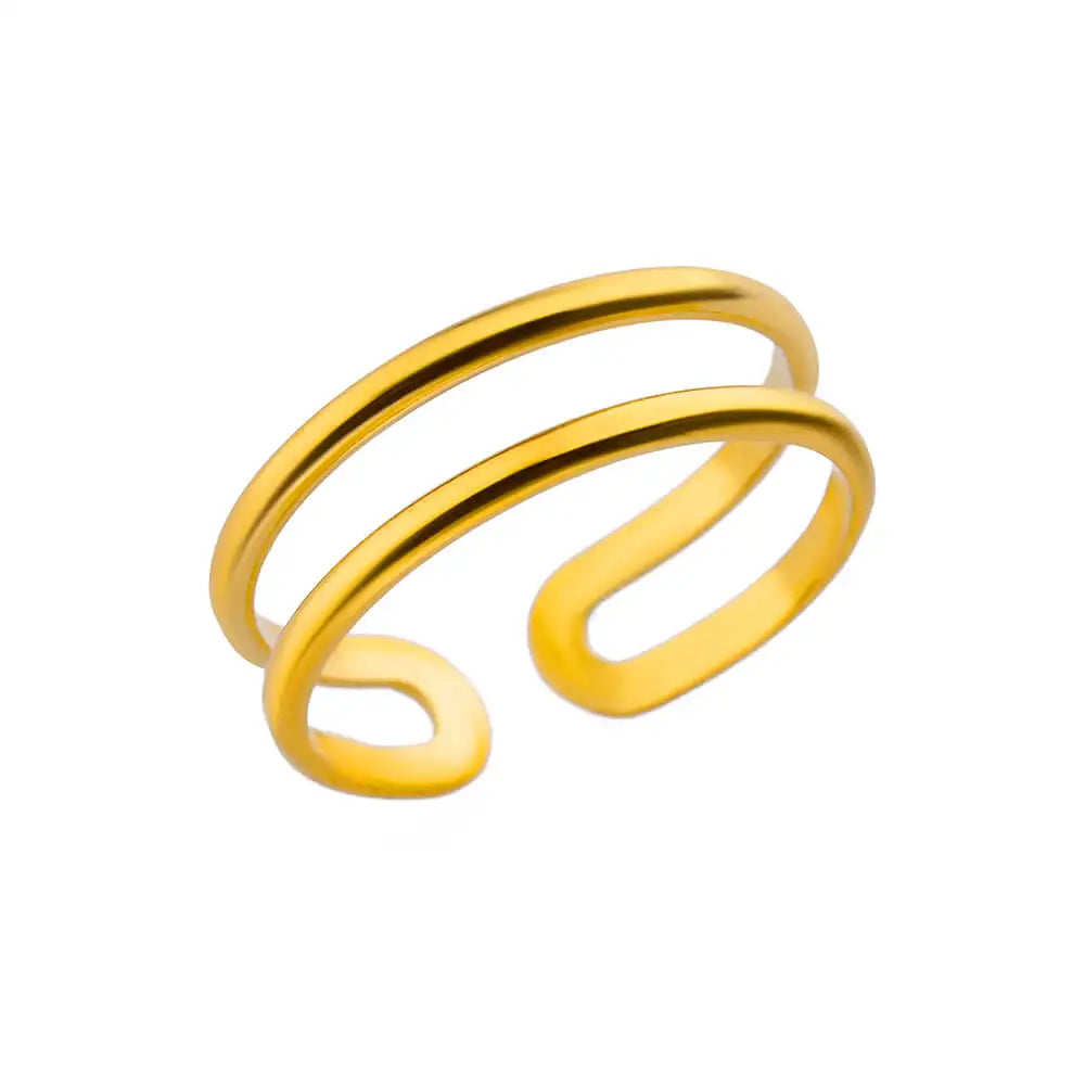 Gold Color Fuxk off Rings for Women Opening Stainless Steel Ring 2024 Trend New in Design Letter Band Couple Aesthetic Jewelry