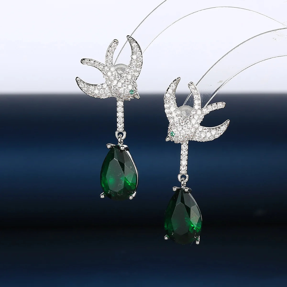 Bilincolor Light Luxury Bird Tassel Zircon Earrings  For Women or Girls'  Christmas Gift