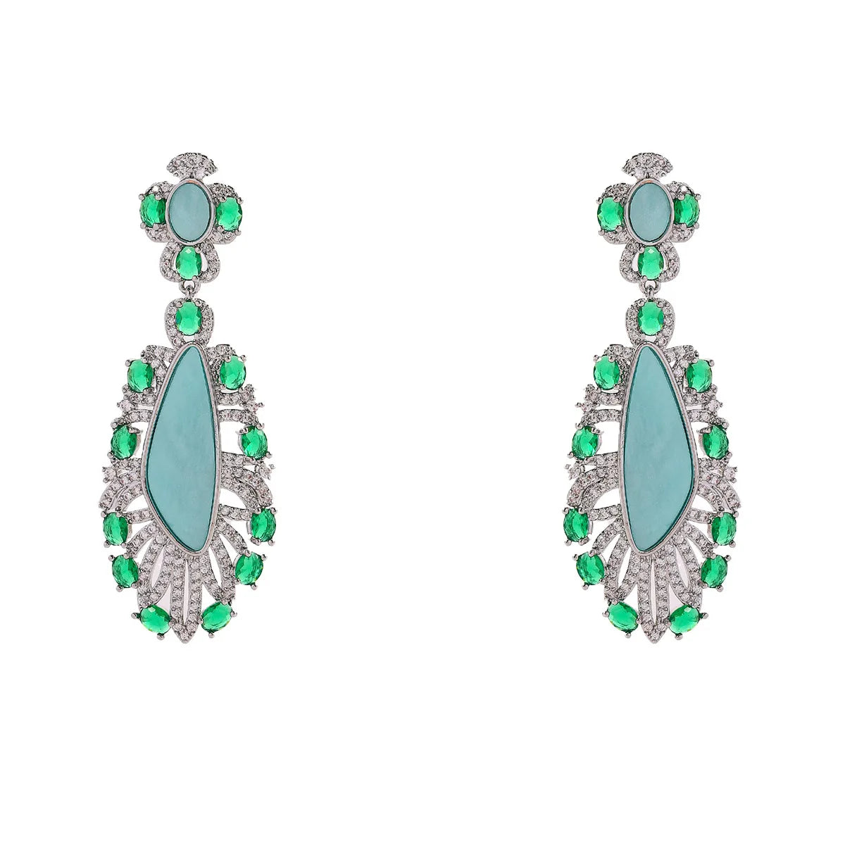 Bilincolor Irregular Design Micro Inlaid Zircon Earrings For Women