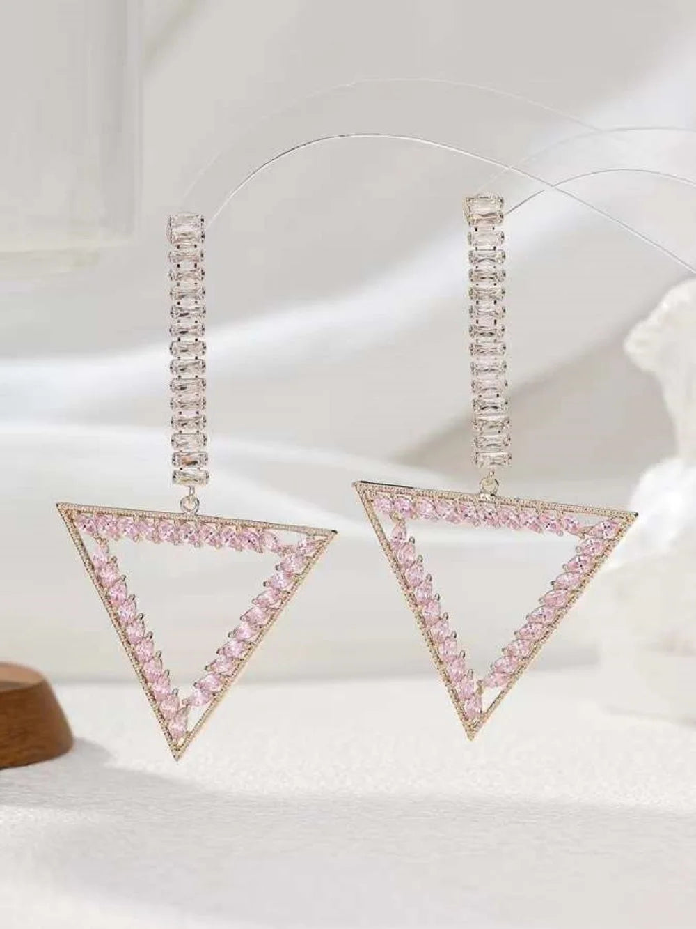 Bilincolor Light Luxury Micro Inlaid Geometric Triangle Earrings for Women