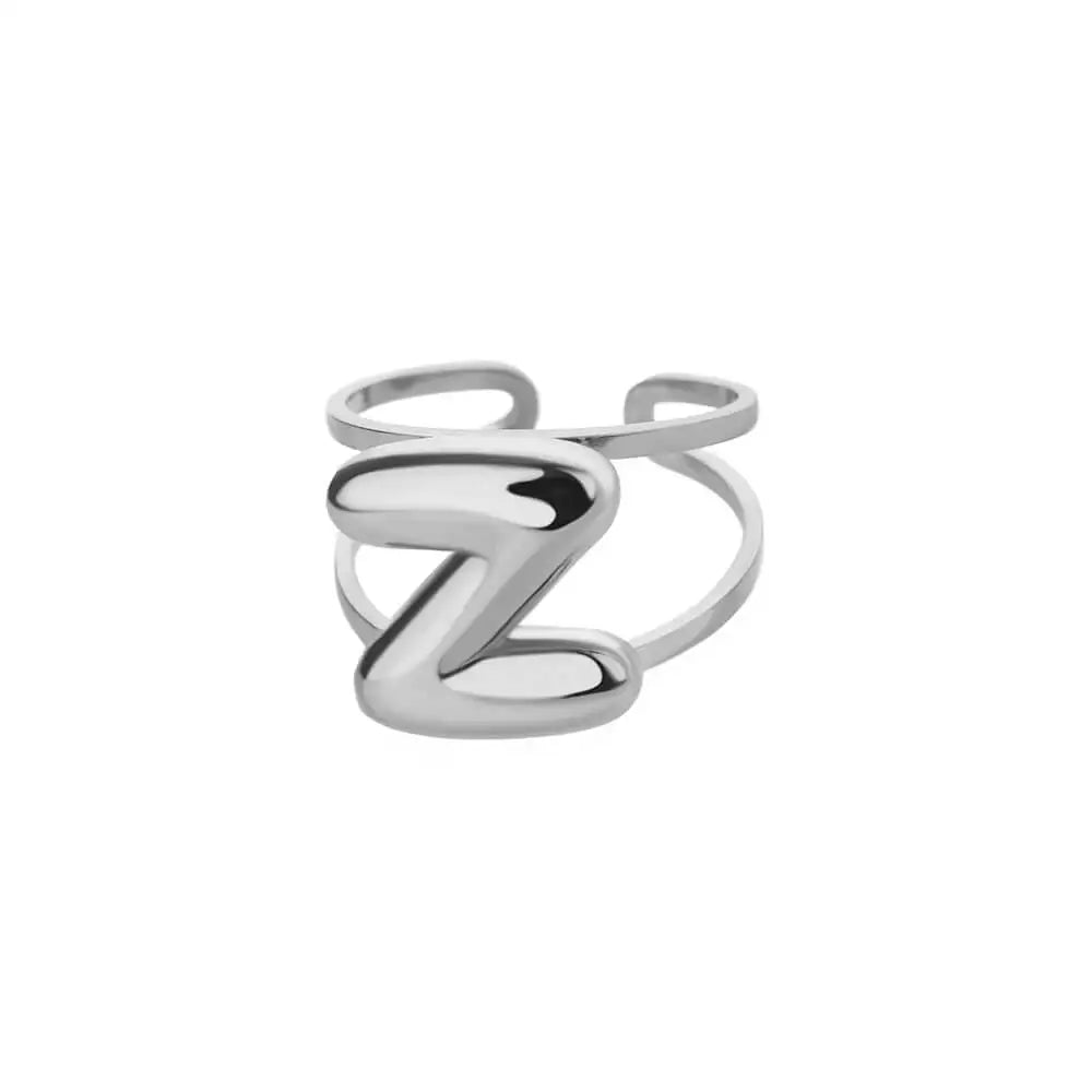 Initials Rings for Women Gold Color Stainless Steel Ring 2024 Trend Opening Couple Band Alphabet Letter Jewelry anillos mujer