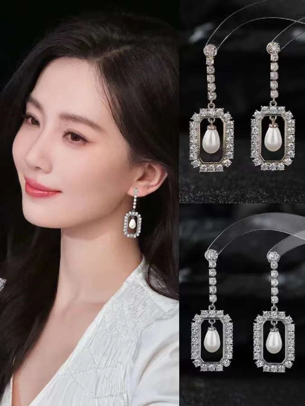 Bilincolor Light Luxury and Elegant Water Drop Pearl Earrings for Women