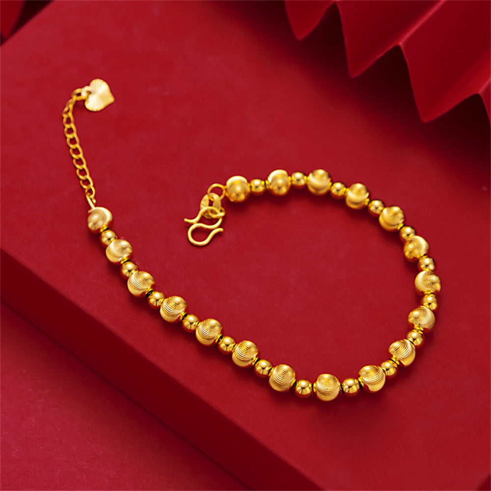 Gold Color Cat Eye Beaded Chain Bracelets for Women Elegant Jewelry Accessories Party Gifts Wholesale