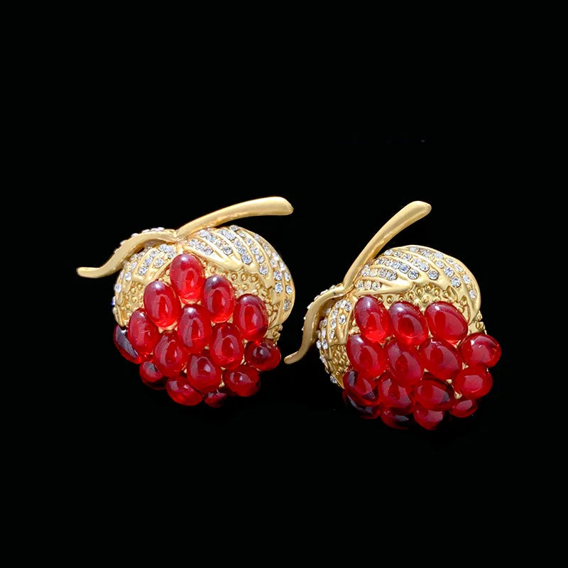 Bilincolor Red Jelly Imitation Glass Strawberry Earrings For  Gift  or Party