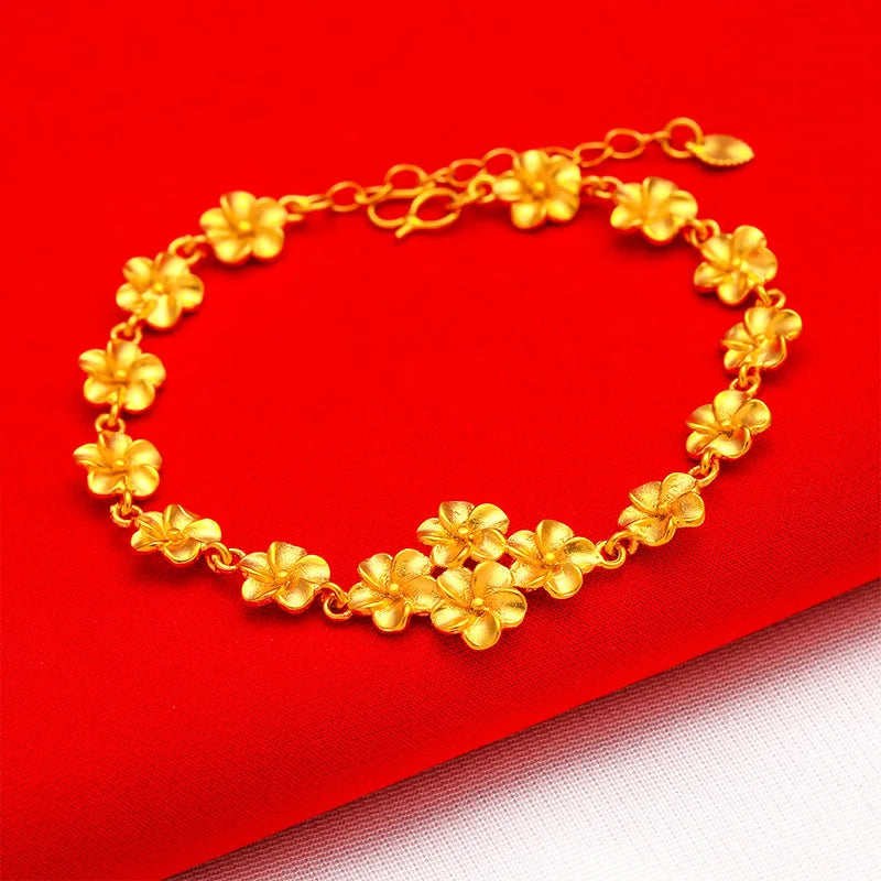 Gold Color Jewelry Sets for Women Multi Flowers Finger Ring Bracelet Necklace 3pcs Set Wedding Jewellery Accessories Bijoux Gift