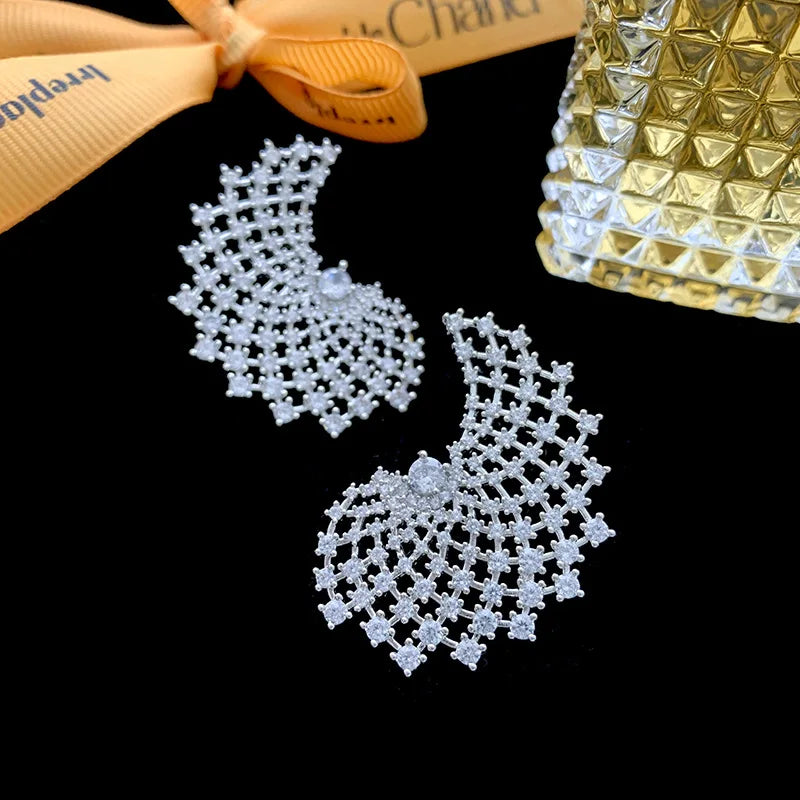 Bilincolor Large Fan-shaped Earrings with Personalized Hollow Design for Women