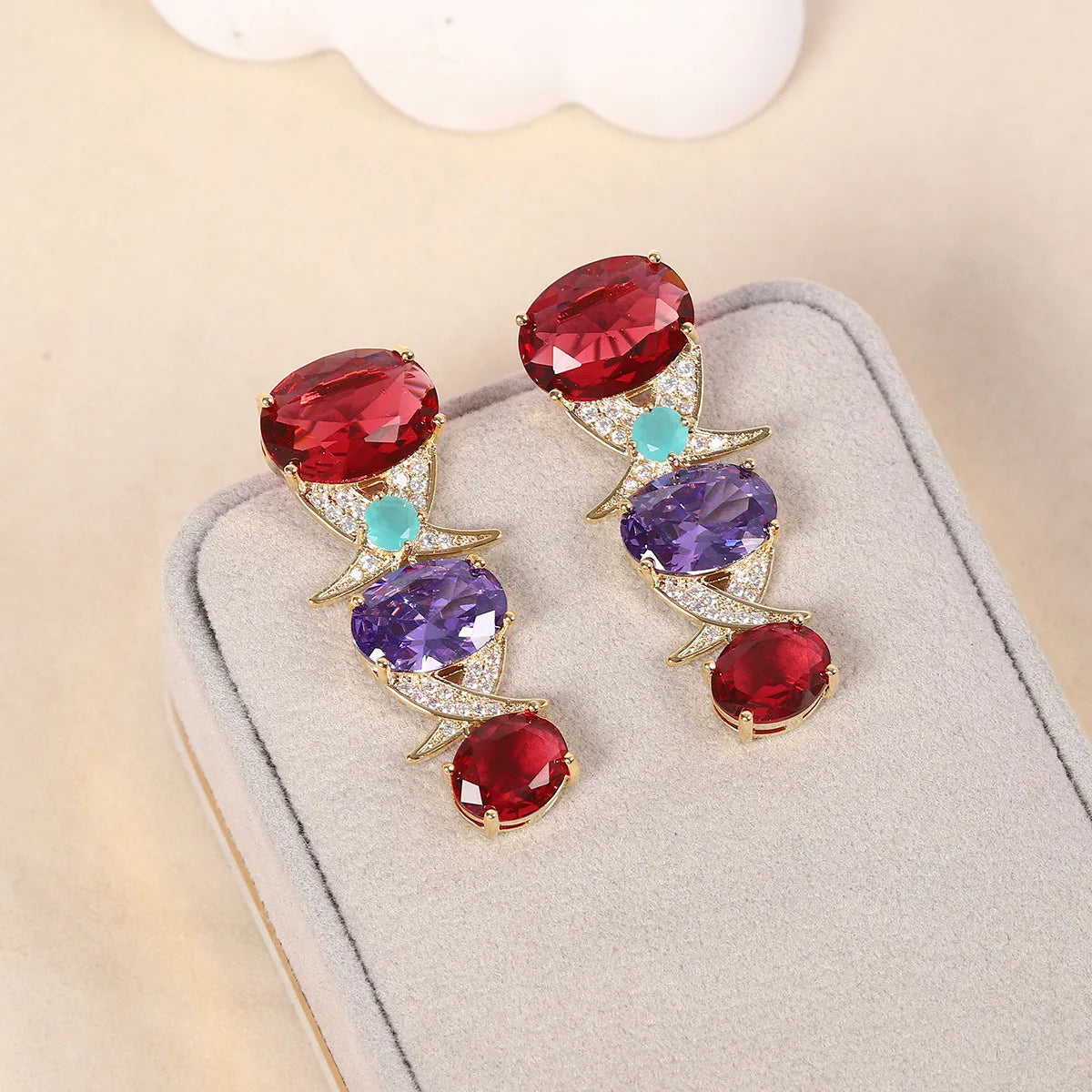 Bilincolor Colored Large Zircon Fashion Personality Cross Earrings For Women