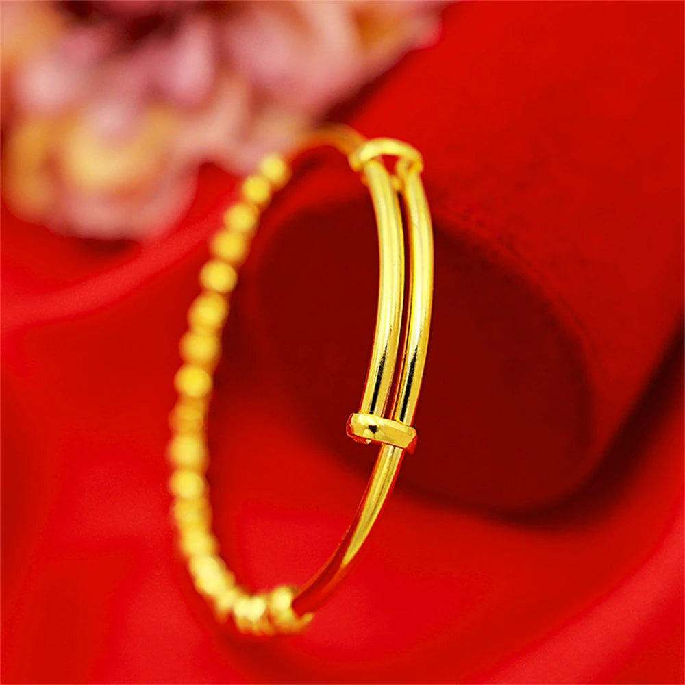 Gold Color Multi Beads Cuff Bangles for Women Hand Bracelets Pulsera Femme Wristband Trendy Jewelry Accessories Party Gifts