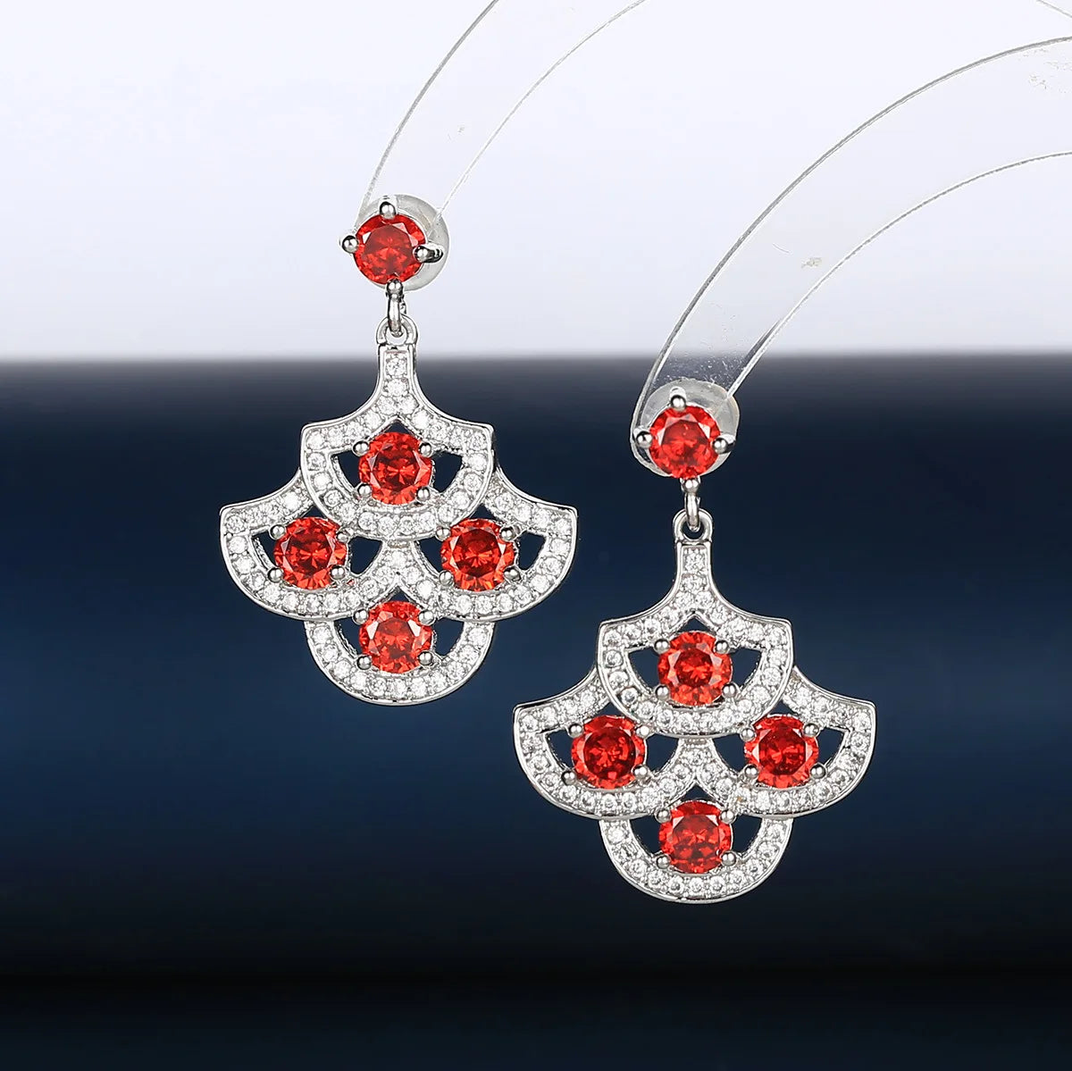 Bilincolor Light Luxurious  Zircon Fan Tassel Earrings  For Women or Girls'  Christmas Gift