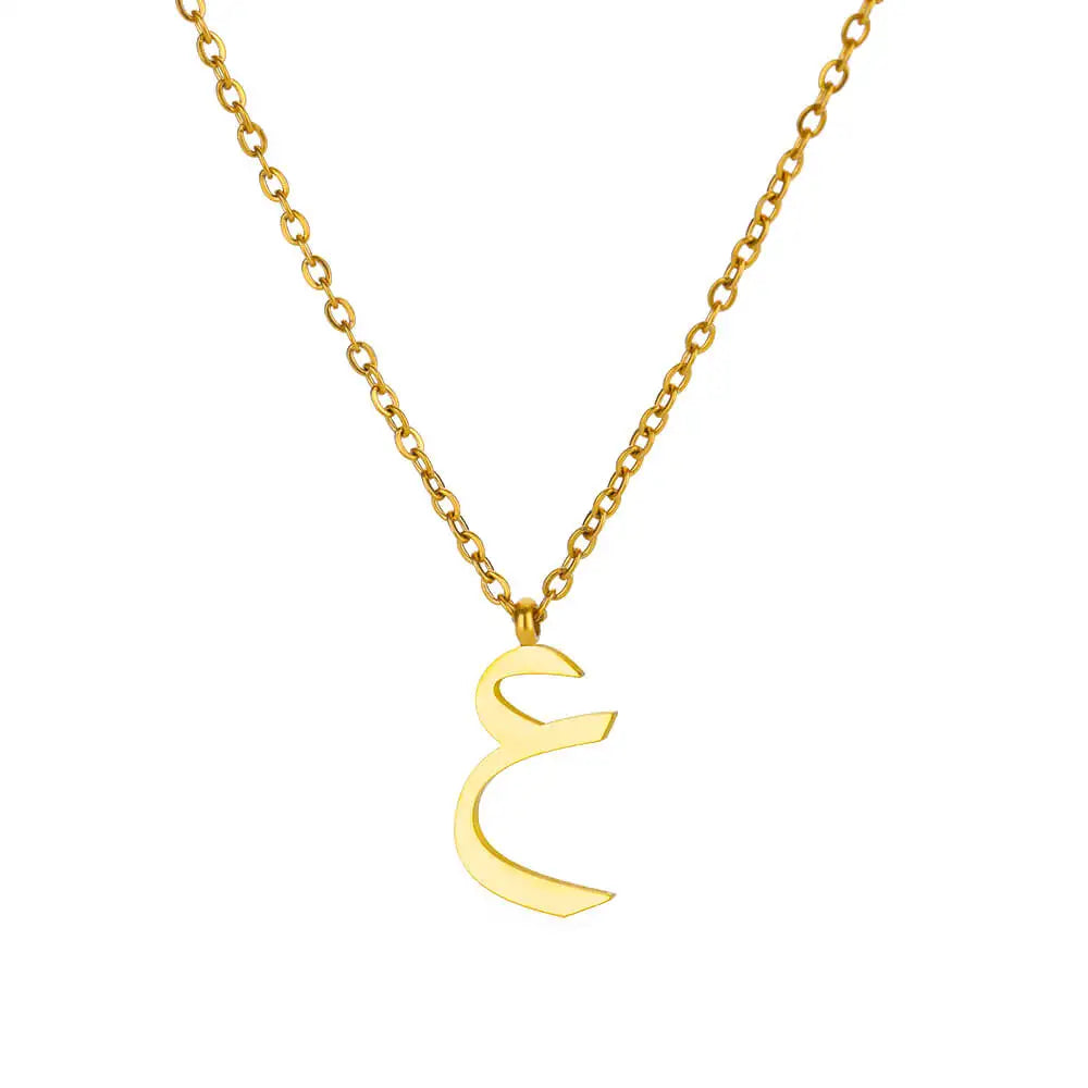 Arabic Letter Pendant Necklaces for Women Gold Color Initials Necklace 2024 Trend New Alphabet Stainless Steel Jewelry collar