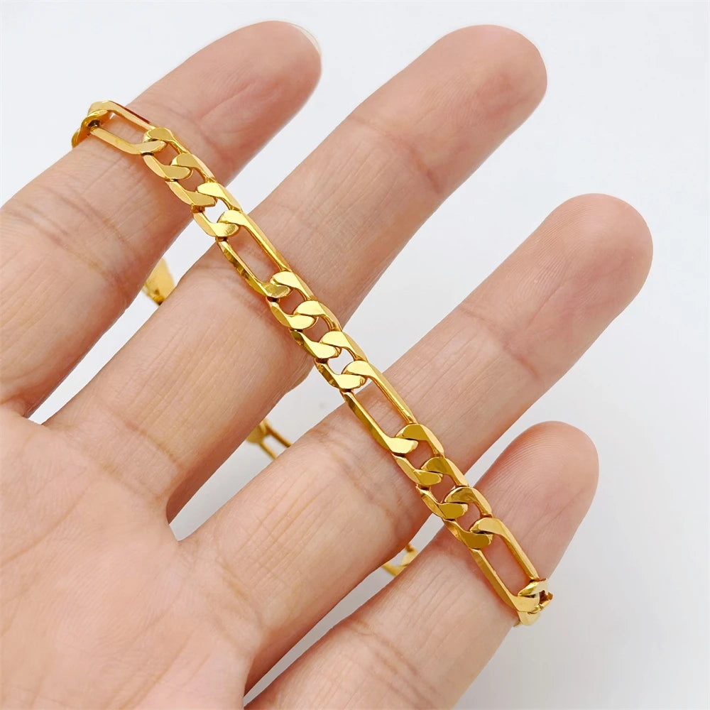 Women's Hand Bracelets Stainless Steel Golden 4mm Figaro Link Chain Wristband Pulsera Trendy Jewelry Accessories Party Gifts