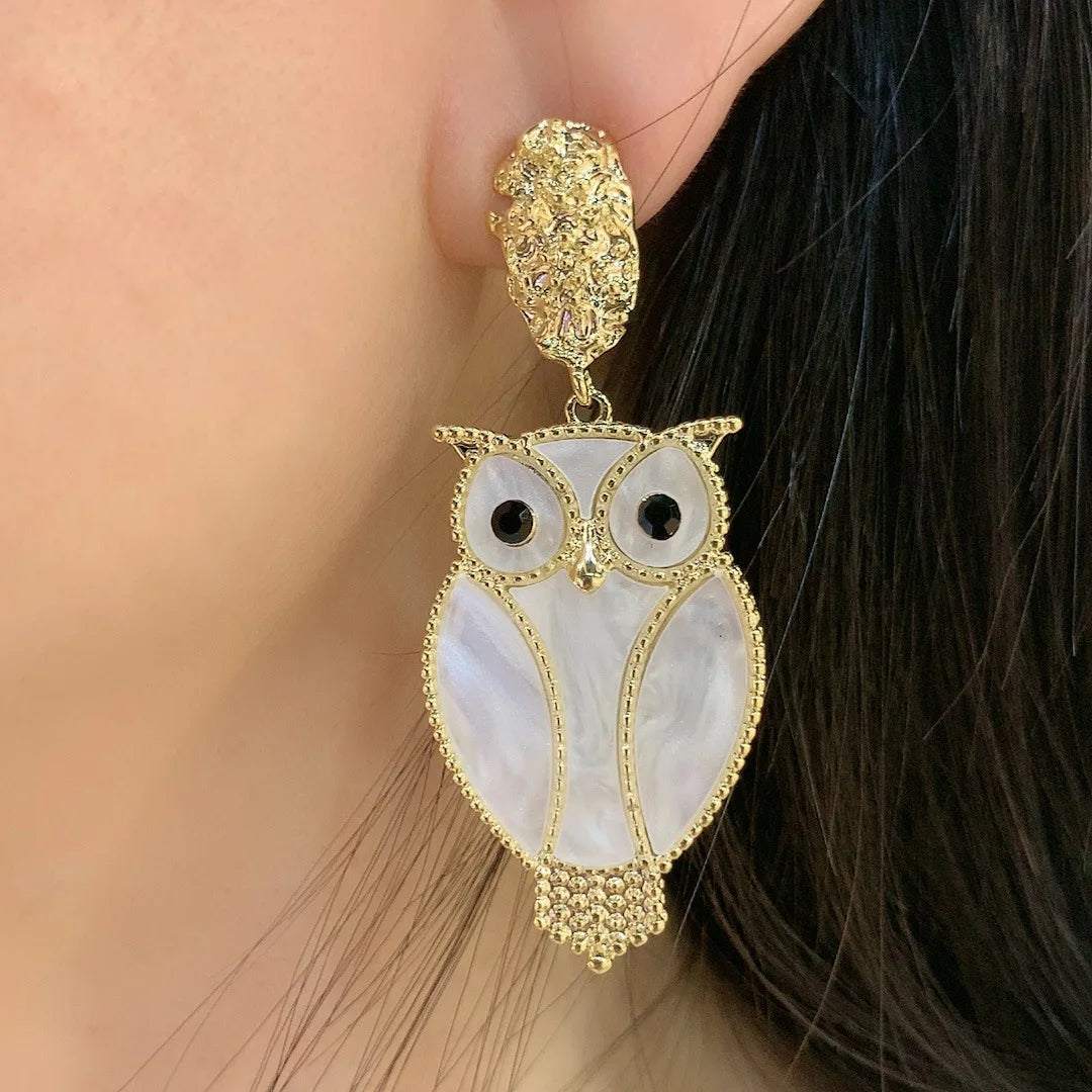 Bilincolor Micro-set Zircon Personalized Owl Earrings for Women