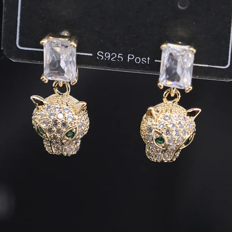 Bilincolor Micro Set Zircon Leopard Earrings for Women