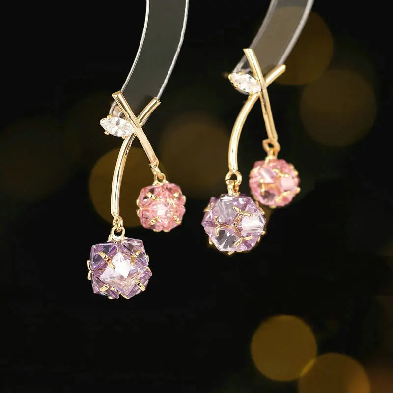 Bilincolor Light Luxury Bridal Dress Zircon Court Style  Water Drop   Earrings for Women