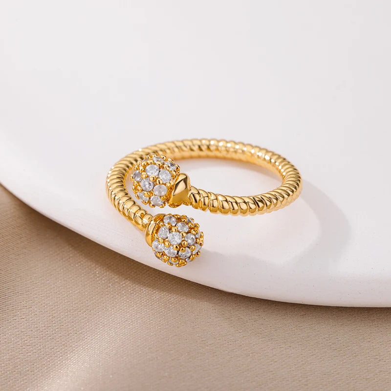 Spherical Zircon Rings for Women Stainless Steel Gold Color Finger Ring Femme 2022 Trend Wedding Aesthetic Jewelry anillos mujer