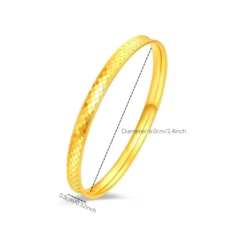 Women's Hand Bracelets Dubai Gold Color 8mm Sparkling Round Circle Cuff Bangles Waterproof High Quality Luxury Jewelry Gifts