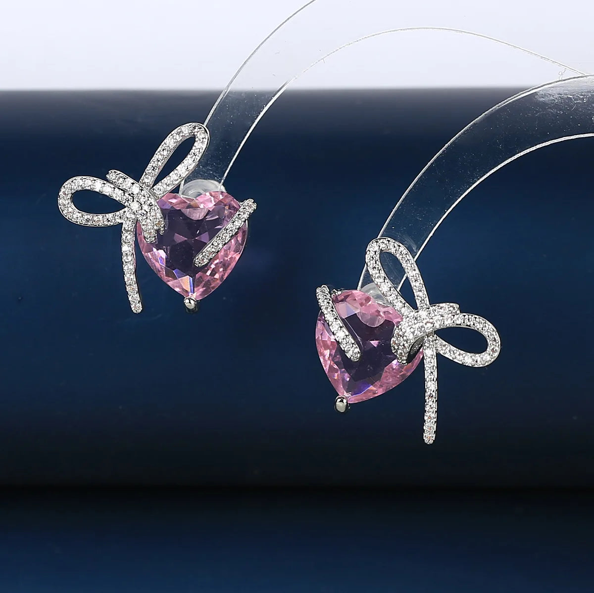 Bilincolor New Bow Shaped Light Colored Zircon Earrings  for   Wedding  or  Party