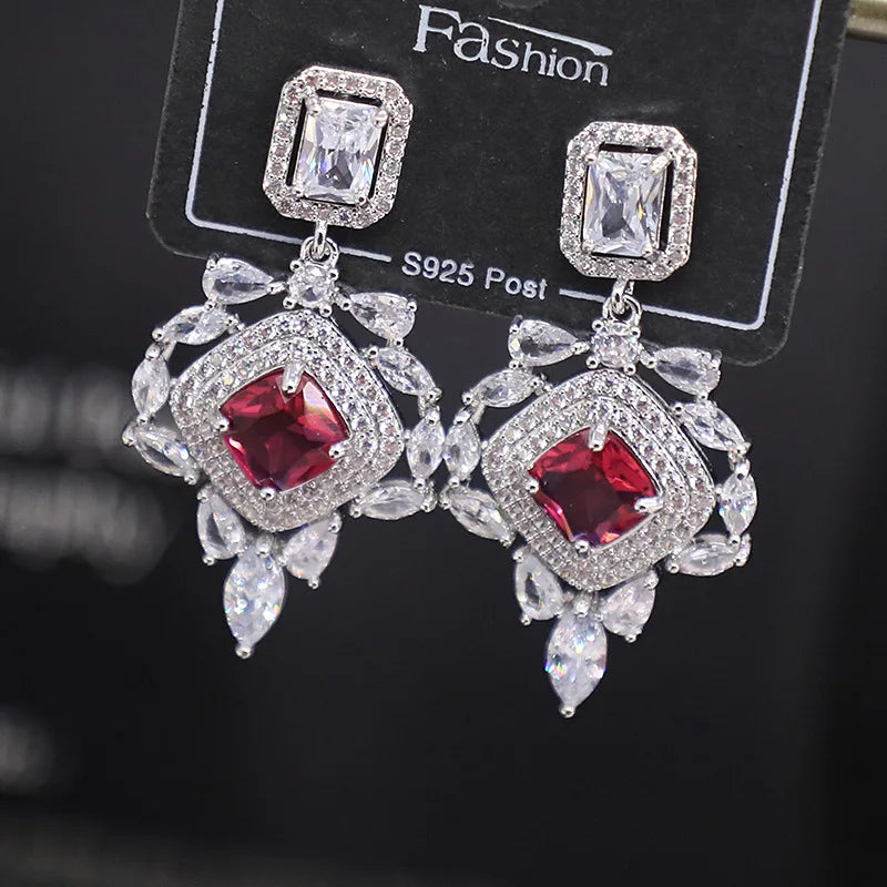 Bilincolor Micro Inlaid Zircon Retro Square Earrings For Women