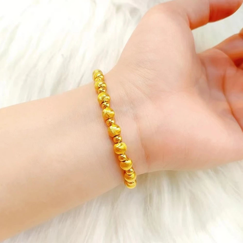 Dubai Gold Color 6mm Cat Eye Beaded Chain Bracelets for Women Wristband Adjustable Luxury Waterproof Jewelry Party Gif