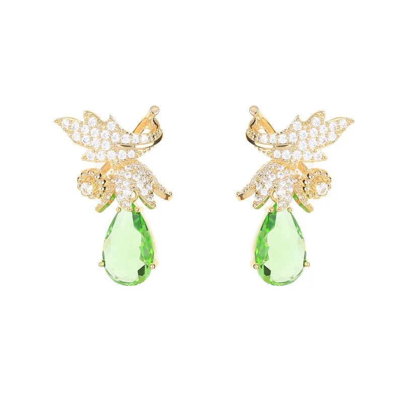 Luxury Zircon Flower Water Drop Earrings  For Women or Girls  Chrismas' Gift