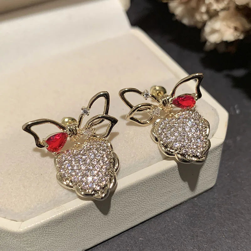 Bilincolor Luxury  Zircon Strawberry Earrings for Wedding or Party