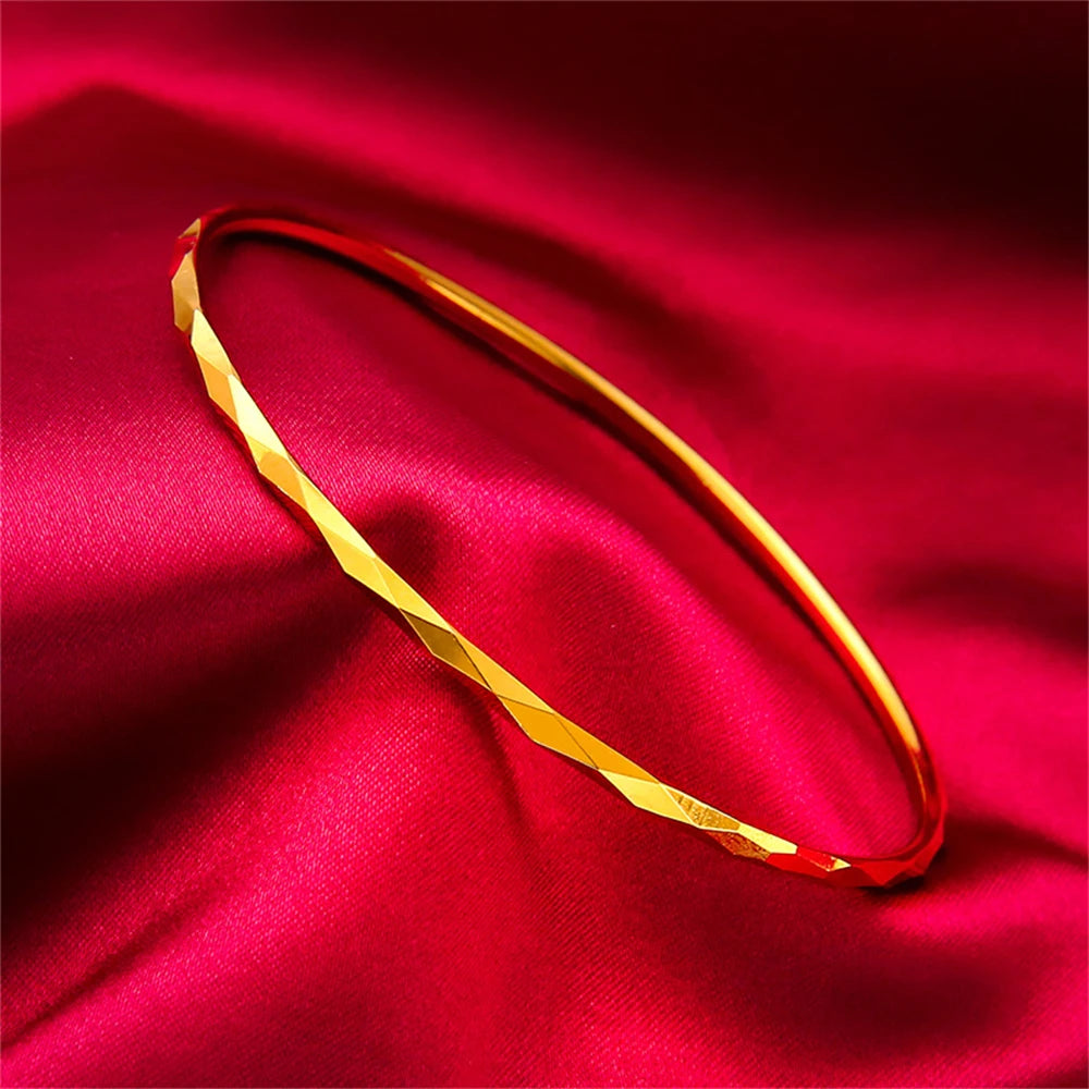 3pcs/lot Gold Color Cuff Bangles For Women Smooth Round Circle Bangle & Bracelet 62/62mm Trendy Jewelry Accessories Wholesale