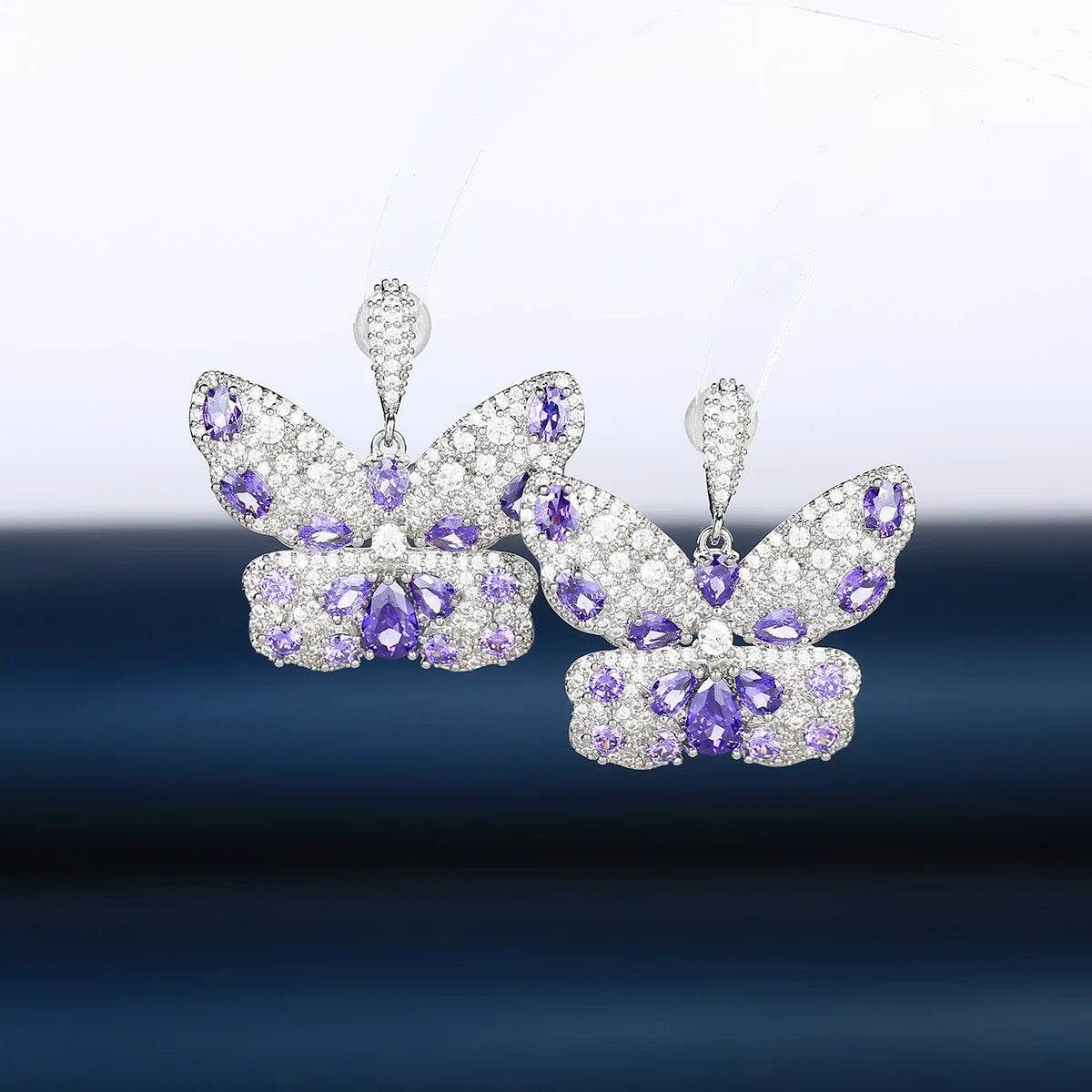 Bilincolor Light Luxury Fashion Zircon Butterfly Earrings for Wedding or Party for Black Friday