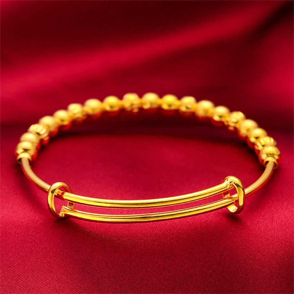 Gold Color Multi Beads Cuff Bangles for Women Hand Bracelets Pulsera Femme Wristband Trendy Jewelry Accessories Party Gifts