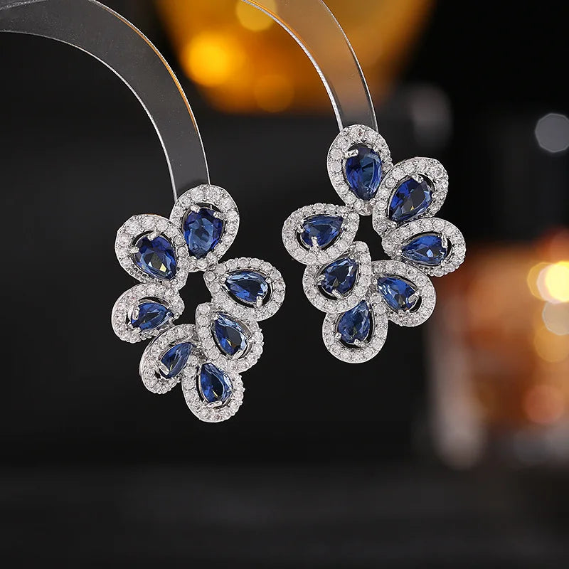 Bilincolor New Fashion Elegant Design Drop Shaped Zircon Stud Earrings for Wedding or Party