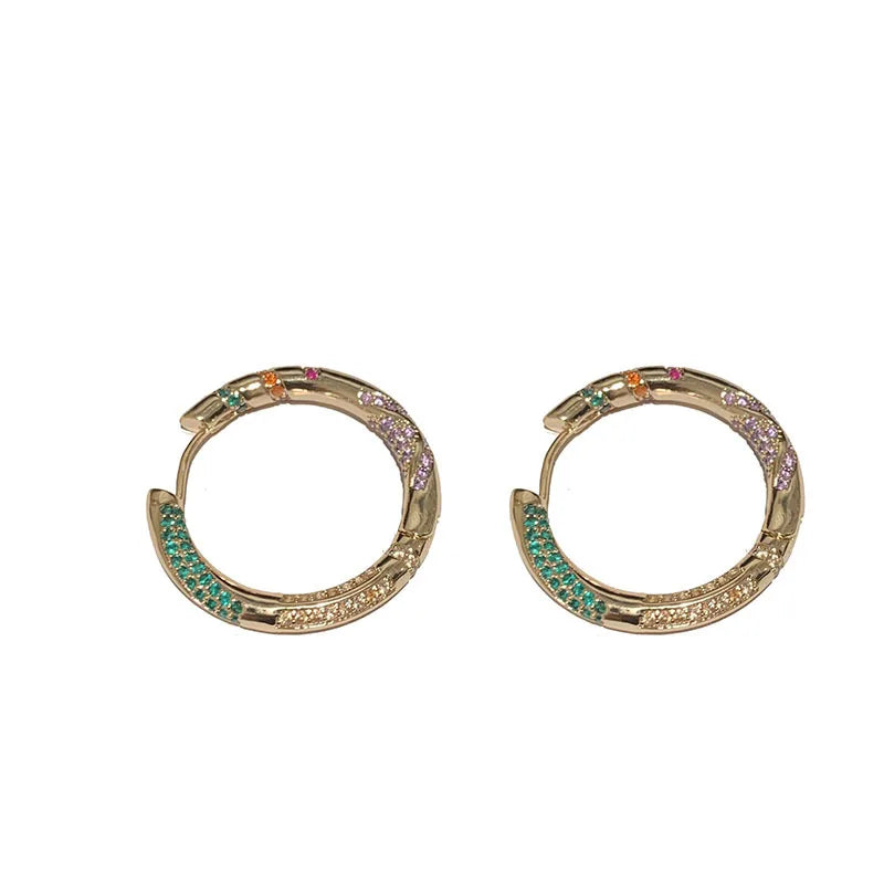 Luxury Fashion Rainbow Zircon Hoop Earrings for Women for Gifts