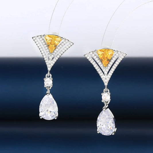 2022 New Fan-shaped Zircon Fashion Design Earrings  for Wedding  or Party