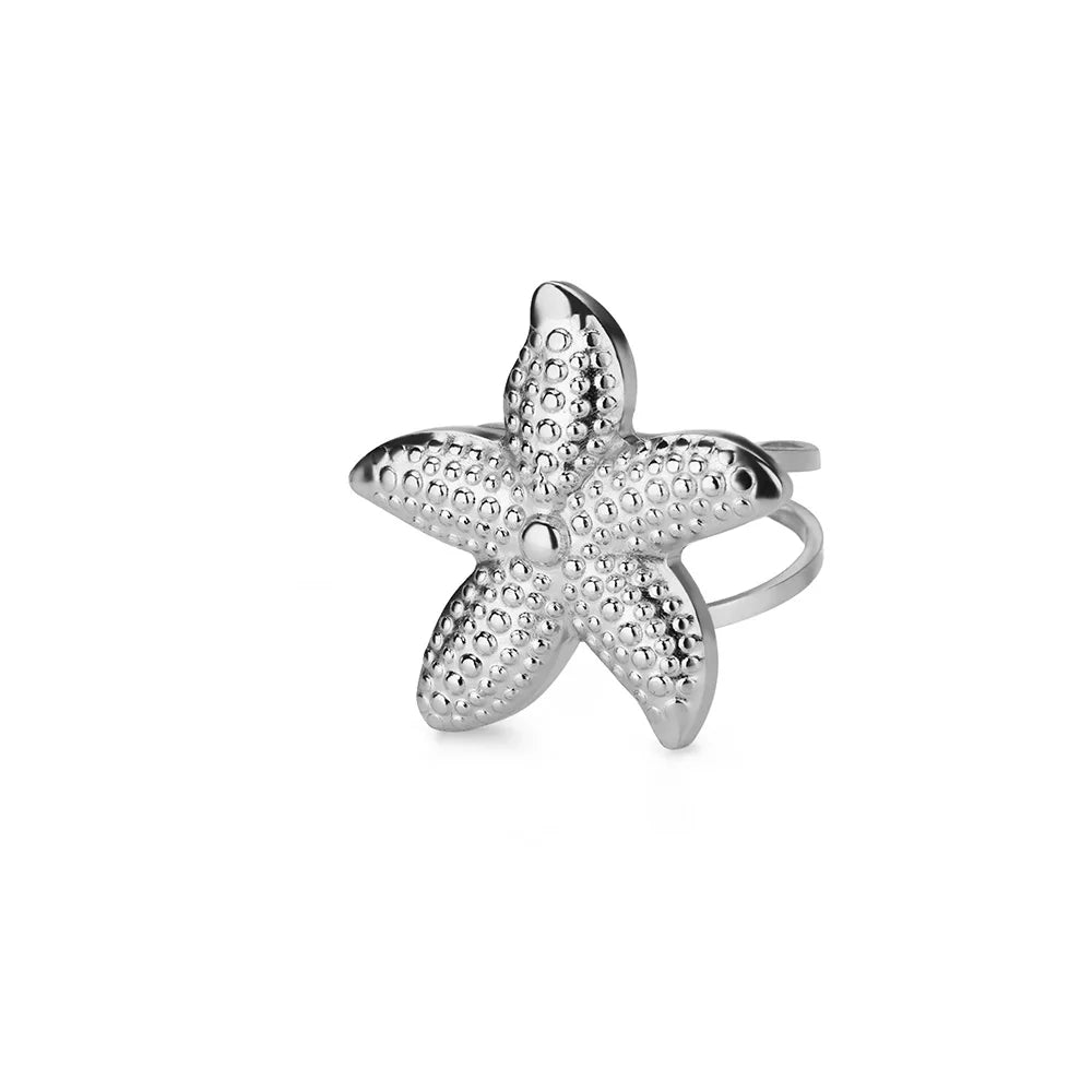 Summer Starfish Rings for Women Girls Opening Stainless Steel Ring 2024 Trend Female Beach Jewelry Daily Accessories anillos