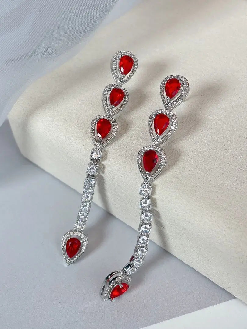 Bilincolor Colored Zircon Light Luxury Long Droplet Shaped Earrings