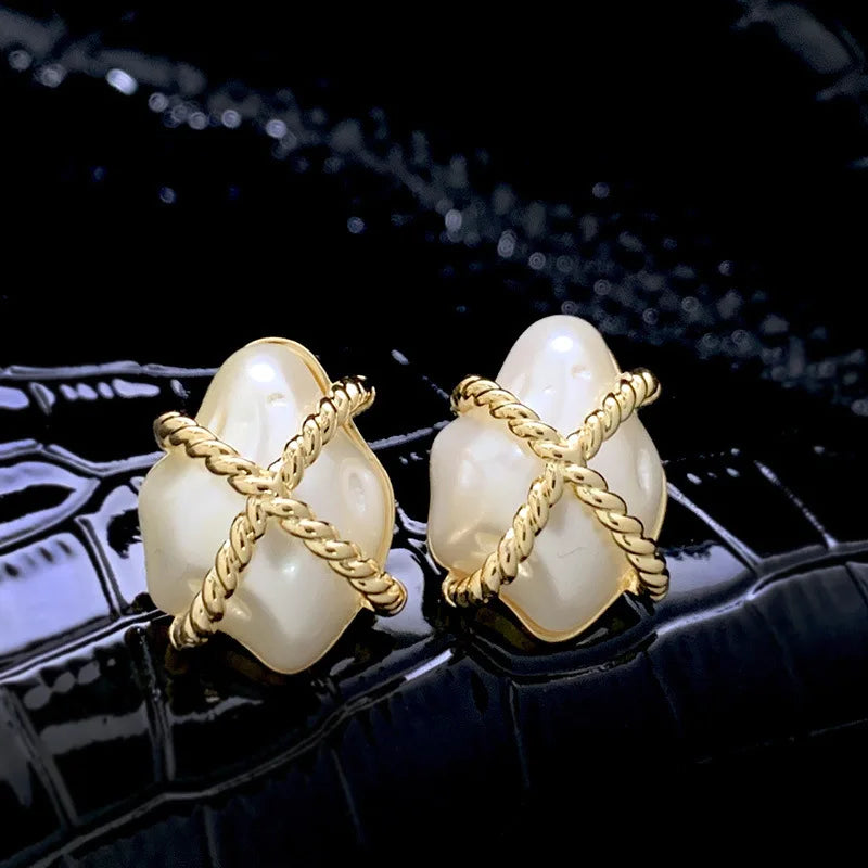 Bilincolor Irregular Baroque Pearl Earrings for Party or Wedding