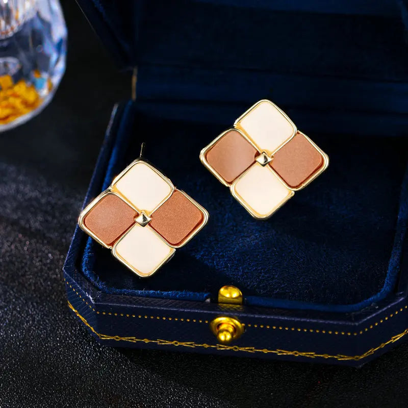 Bilincolor Geometric Color Block Earrings For Women