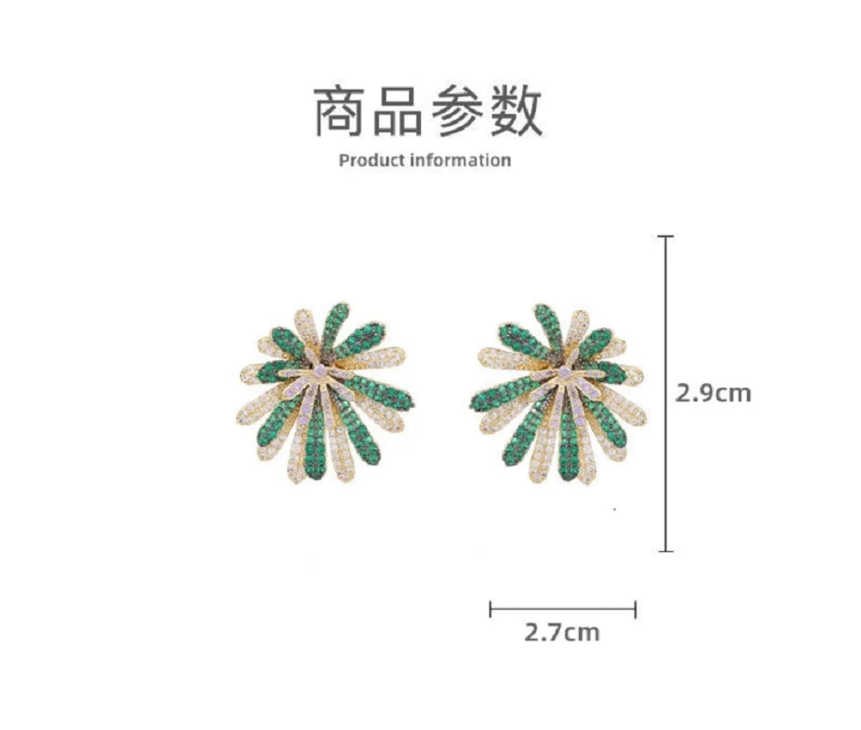 BIlincolor Bright Fireworks Zircon Earrings  For Women or Girls  Chrismas' Gift