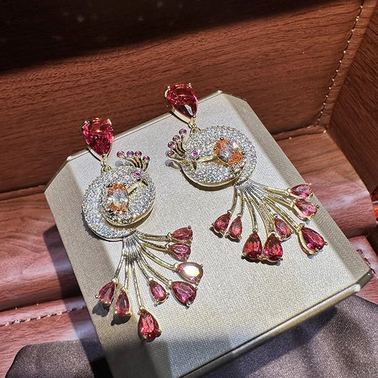 Bilincolor Vintage Fashion Zircon Phoenix Earrings For Women