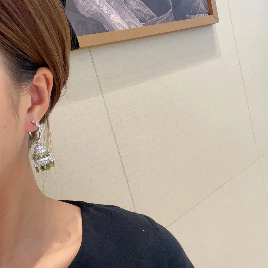 Bilincolor Luxury Zircon Heavy Industry Wind Chime Earrings for Women