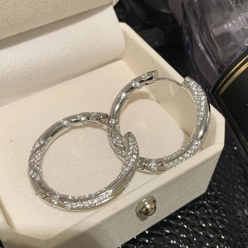 Luxury Fashion Rainbow Zircon Hoop Earrings for Women for Gifts