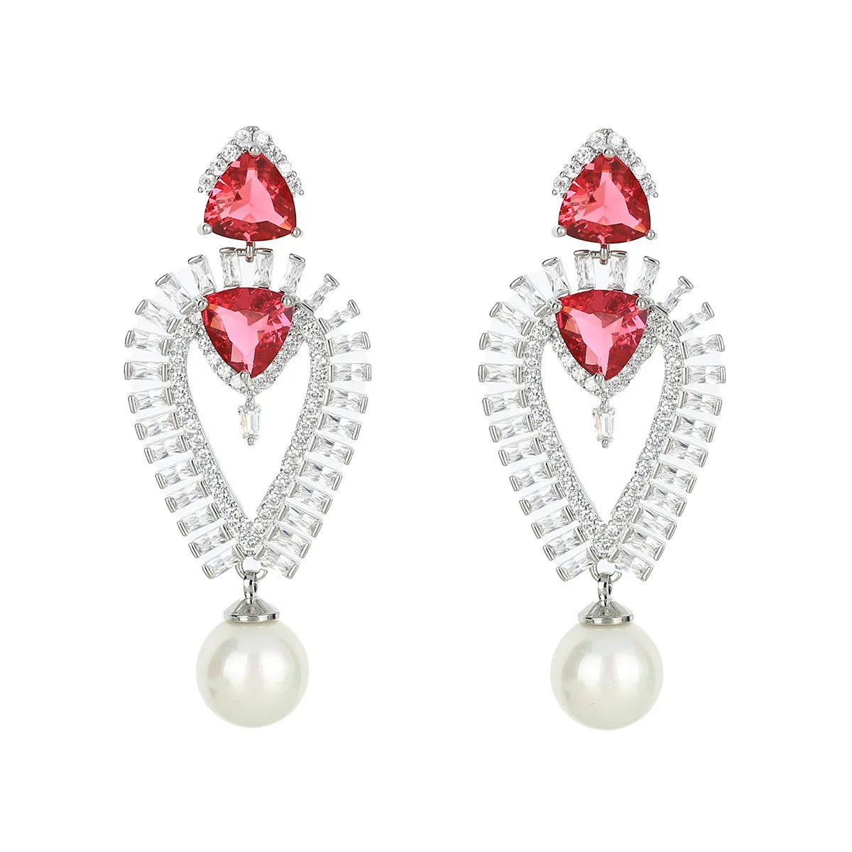 Bilincolor Light Luxury   Micro-set Zircon Pearl Earrings for Women