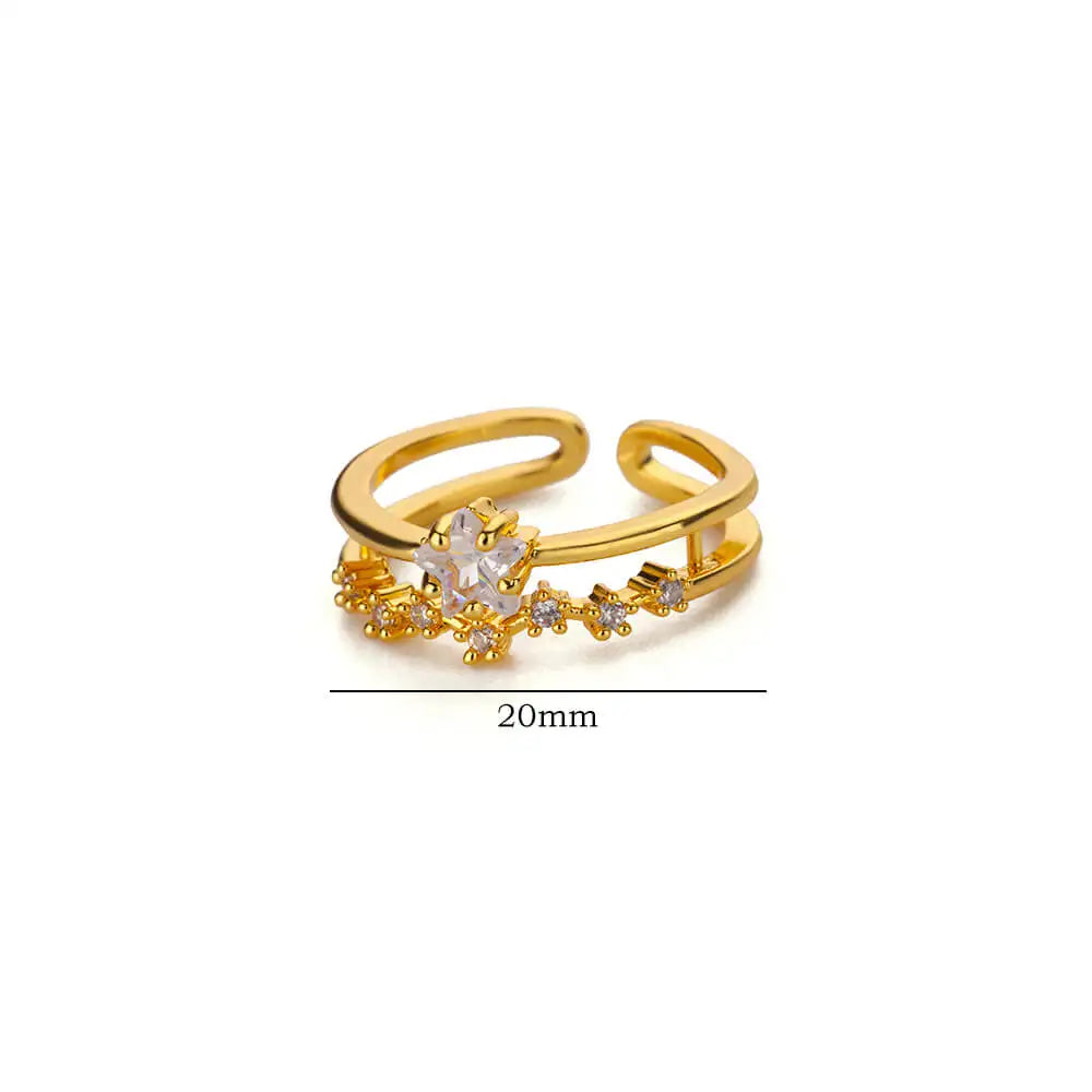 Double Layers Rings for Women Cubic Zircon Stainless Steel Ring Gold Color Finger Band Bling Aesthetic Couple Jewelry anillos