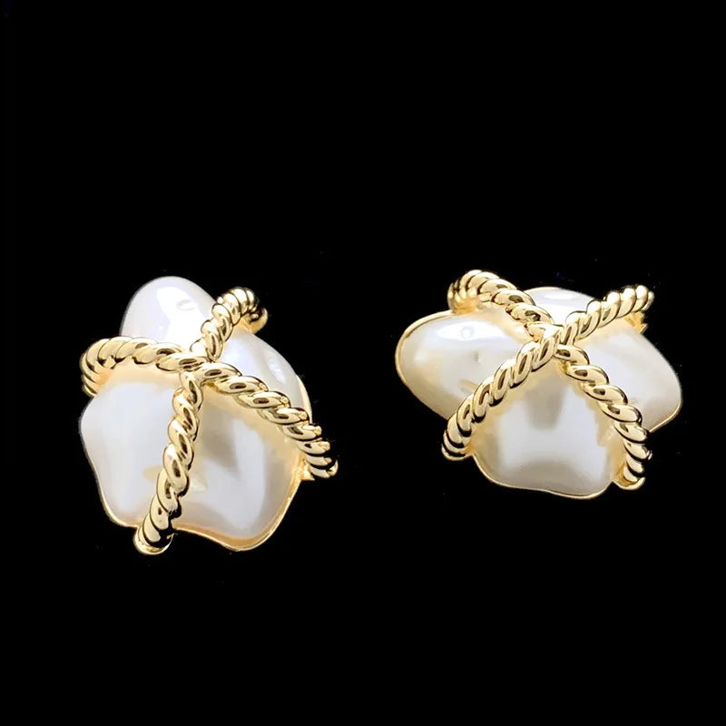 Bilincolor Irregular Baroque Pearl Earrings for Party or Wedding