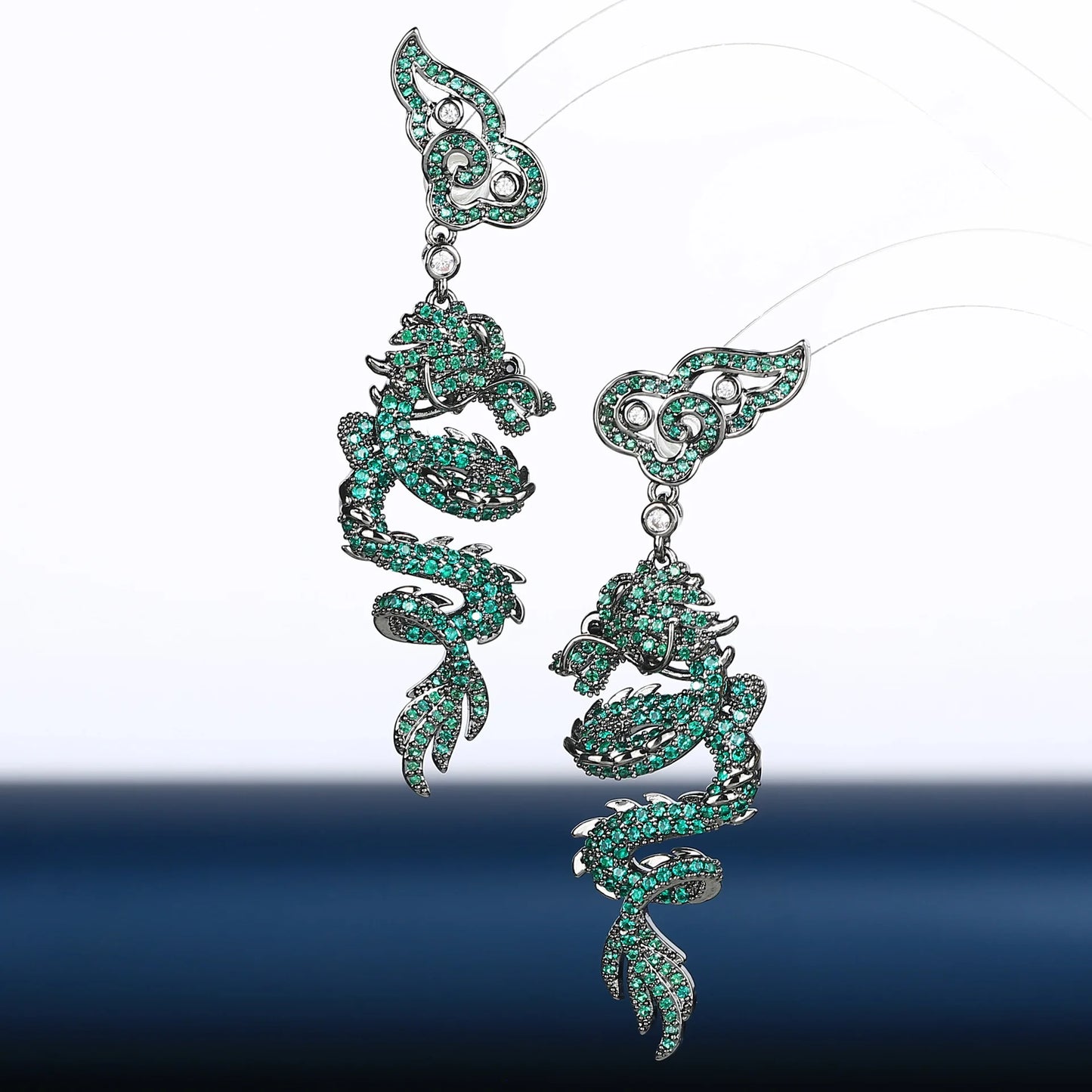 2024 Light Luxury Dragon Pattern Zircon Earrings  for  Party