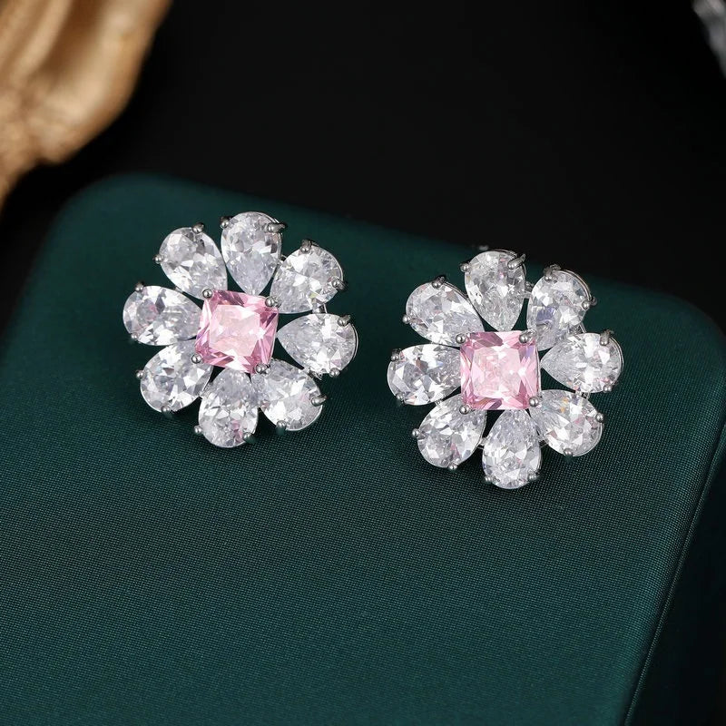 Bilincolor Luxury  Zircon Inlaid Sun Flower Small Daisy Earrings